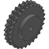 16B-2 (25,4 x 17,02 mm) - Kettenräder mit einseitiger Nabe für Duplex - Rollenkette nach: DIN 8187 - ISO/R 606