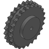 24B-2 (38,1 x 25,4 mm) - Kettenräder mit einseitiger Nabe für Duplex - Rollenkette nach: DIN 8187 - ISO/R 606